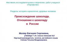 Проектная работа: история возникновения и производства шоколада